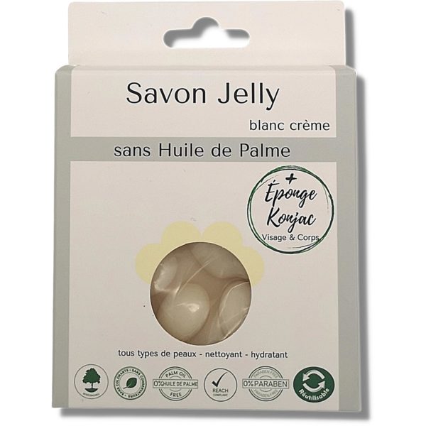 Savon Jelly Blanc Crème + Eponge Konjac – Image 5