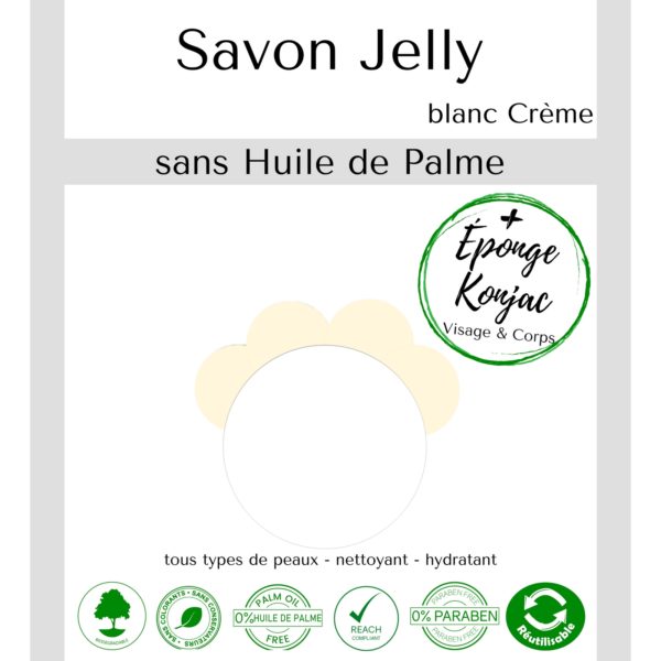 Savon Jelly Blanc Crème + Eponge Konjac – Image 9