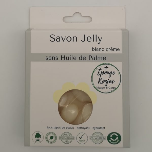 Savon Jelly Blanc Crème + Eponge Konjac – Image 8